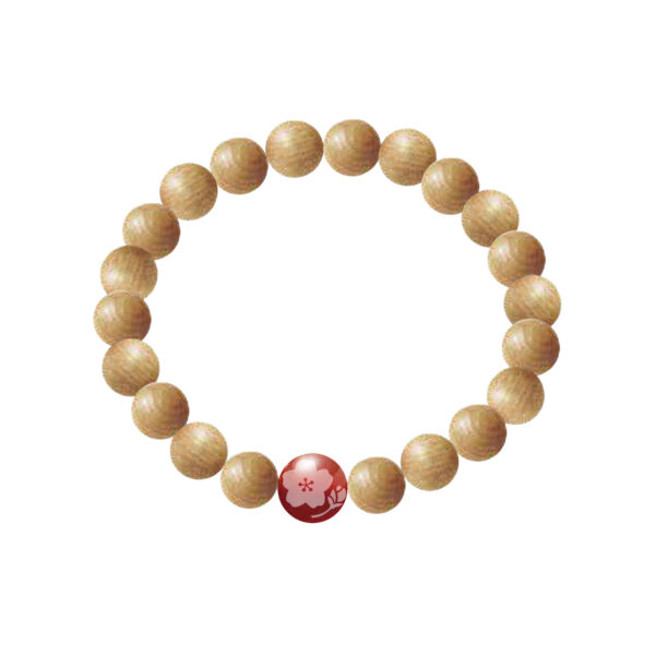 Yōchi-inTemple 900th Anniversary Sakura Wood Bracelet – Women’s (Red Agate)